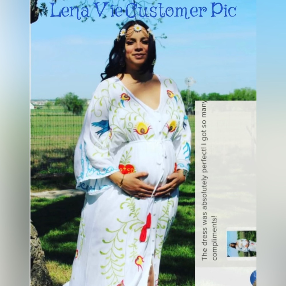 5 Star ⭐️ Favorite Boho Embroidered Hearts Magic Kimono Long Maxi Gown - Picture 15 of 16